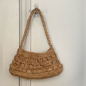 Basket woven shoulder purse